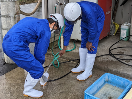 防疫対策は現地実習の一環として繰り返し実施しました