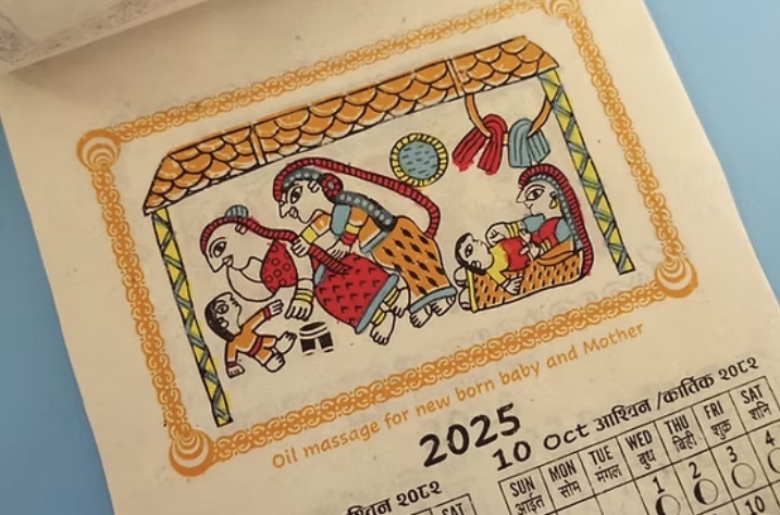 手彩色されたカレンダーの一例