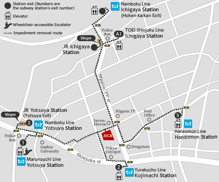 Barrier free access route map(route details are listed below)