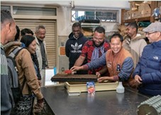 Participants from the Asia-Pacific region learning vegetable cultivation techniques