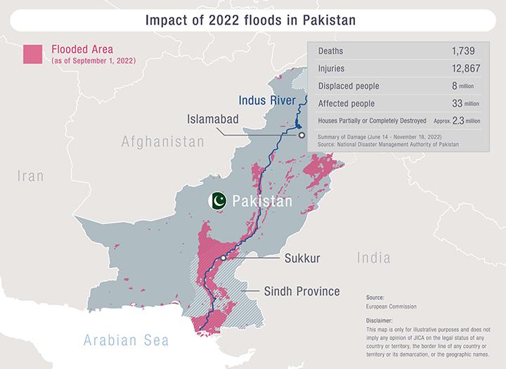 A figure showing the impact of 2022 floods in Pakistan