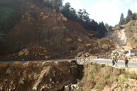 Roads that were in danger of falling rocks