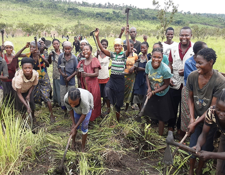 Agroforestry preparation work by village women.