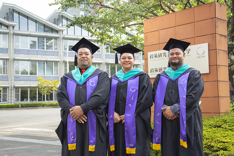 Three Tongan JICA training participants during their visit to Japan. 