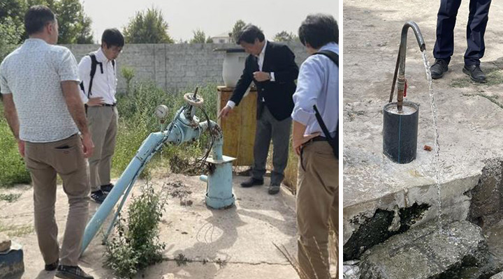 Left: An abandoned deep well. Right: A public water facet left running.