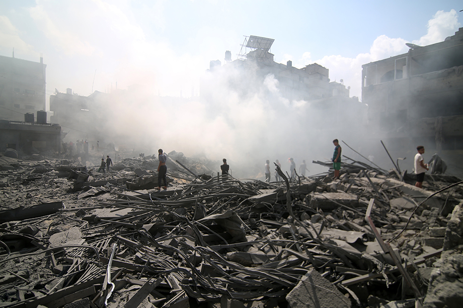 A refugee camp hit by Israeli airstrikes in Rafah, southern Gaza.