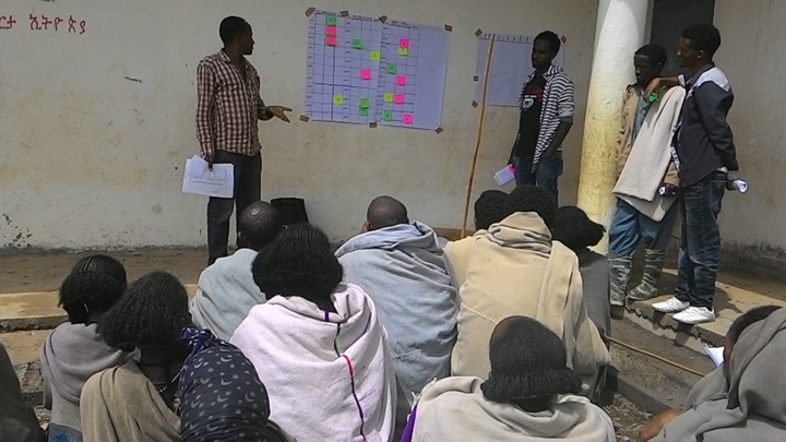 Photo:Ethiopian farmers discuss planting strategies during droughts, drawing on their village’s past experiences. (Photo: Solomon Haddis Teklehaymanot)