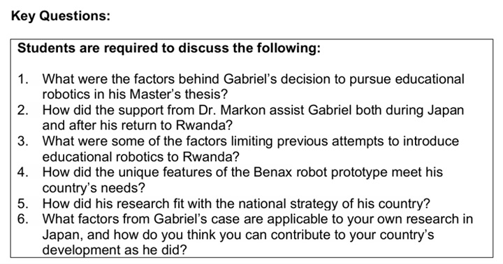 Photo: Key questions from the case material