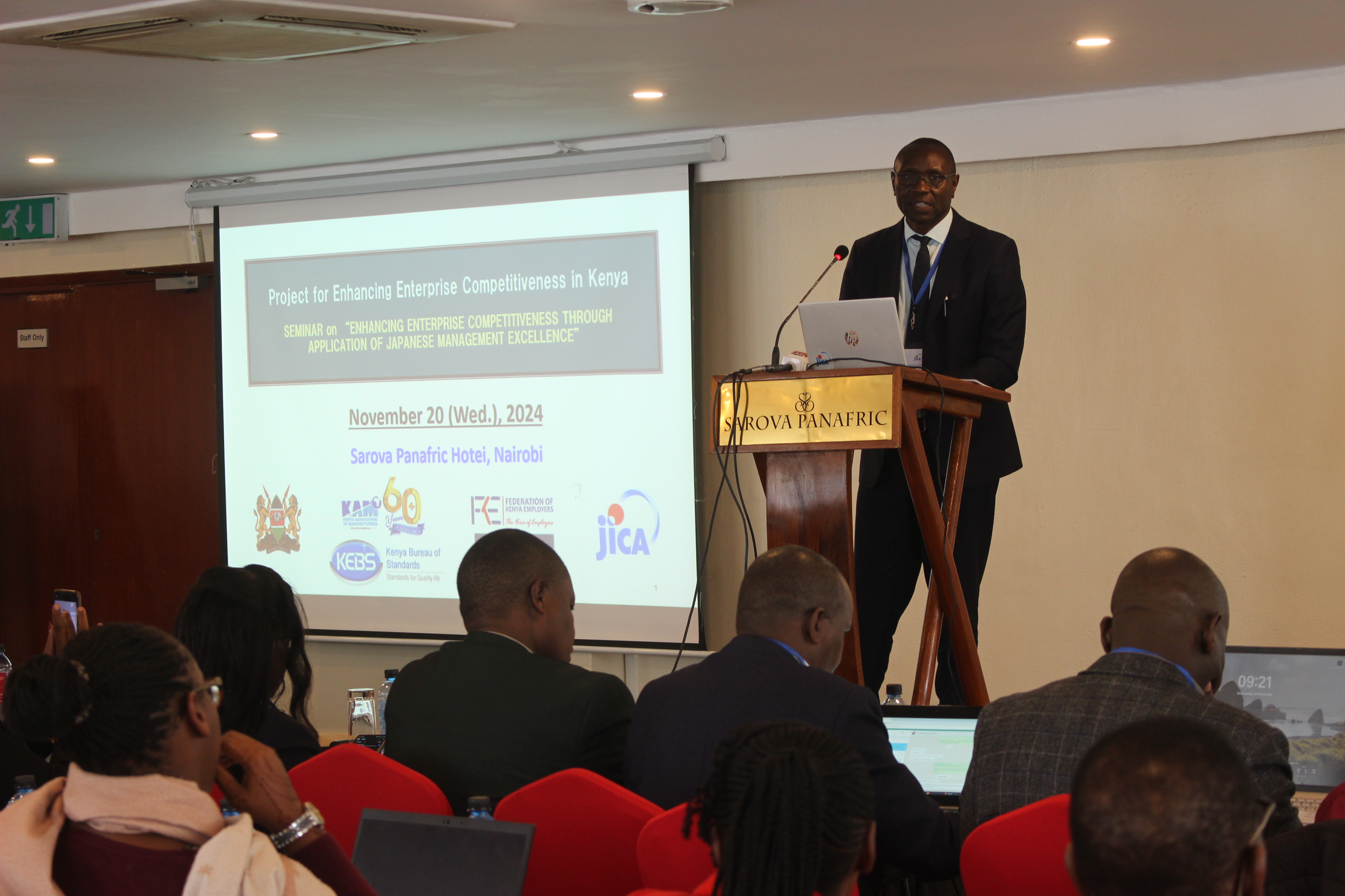 Mr. Patrick Nyakundi, Director of KIBT, delivers opening remarks at the 3rd Annual Result Dissemination Seminar.
