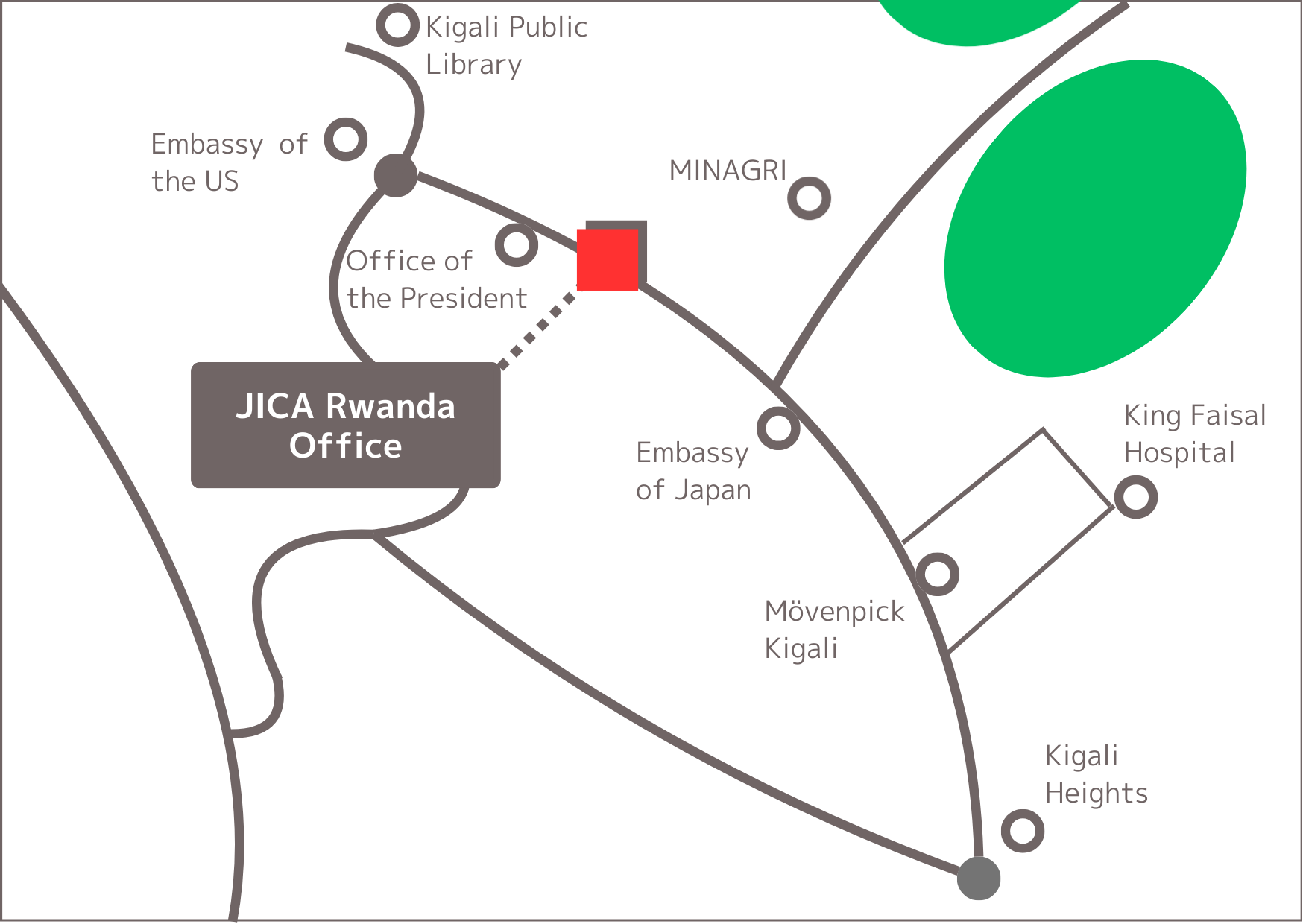 JICA Rwanda Office Map