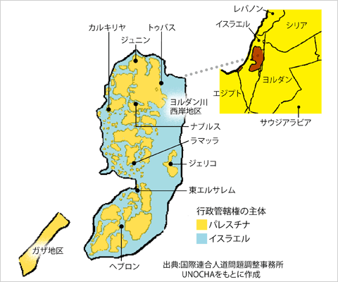 飛び地の居住地域がごみ収集を困難に（出典：国際連合人道問題調整事務所UNOCHAをもとに作成）