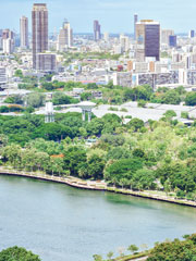気候変動対策の一環として、バンコク都心の公園整備等の都市緑化も進められている。都市緑化は、快適性の向上やヒートアイランド抑制効果なども期待されている。