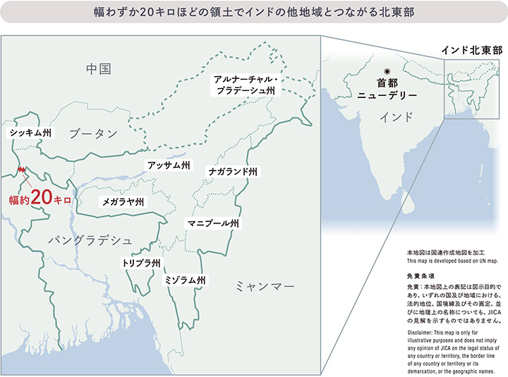 インド北東部の地図