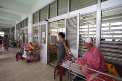 Patients lying on beds in corridors for lack of ward space,Cho Ray hospital, Ho Chi Minh City, 2011