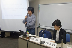 岡部恭宜JICA研究所客員研究員（左）と大貫真友子JICA研究所研究員が発表