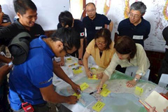 Local officials working for the Project on Rehabilitation and Recovery from Typhoon Yolanda