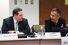 Daniel F. Runde, director of the CSIS Project on Prosperity and Development (left) and Naohiro Kitano, director of JICA-RI