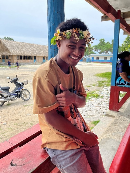 Photo:A high school student who participated in an interview. He dreams of studying nursing at a university in Fiji and then work at a hospital in Tuvalu.