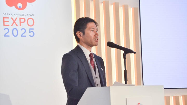 写真：日本のSDGsの取り組みについて発表したJICA緒方研究所の遠藤慶主任研究員