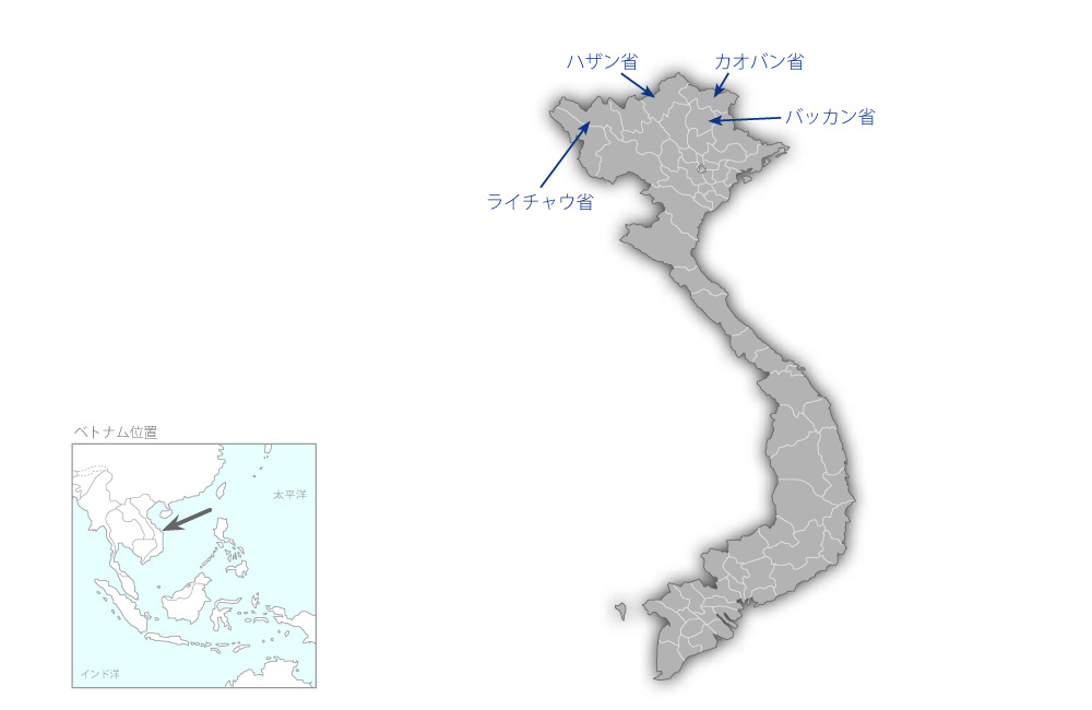 北部山岳地域初等教育施設整備計画の協力地域の地図