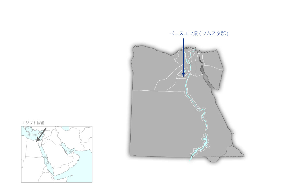 バハル・ヨセフ灌漑用水路マゾーラ堰整備計画の協力地域の地図