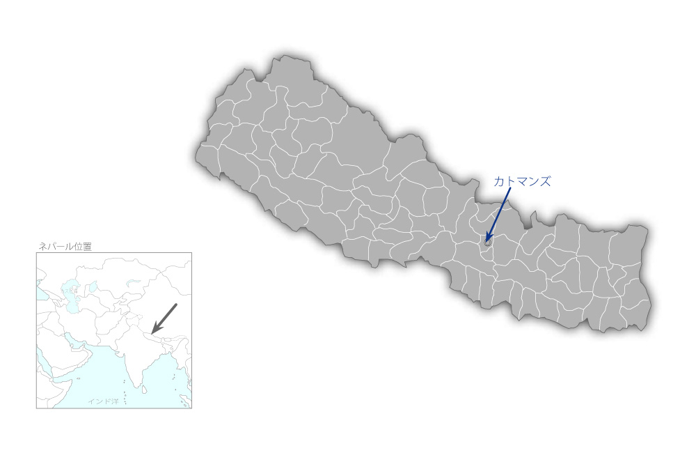 カトマンズ上水施設改善計画（第1期）の協力地域の地図