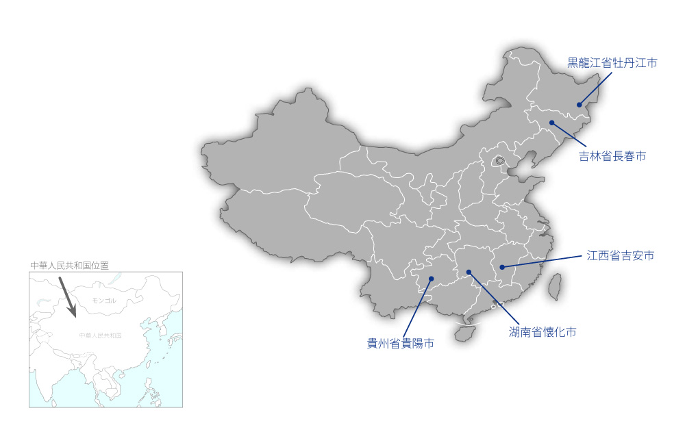 中等専業教育学校機材整備計画の協力地域の地図