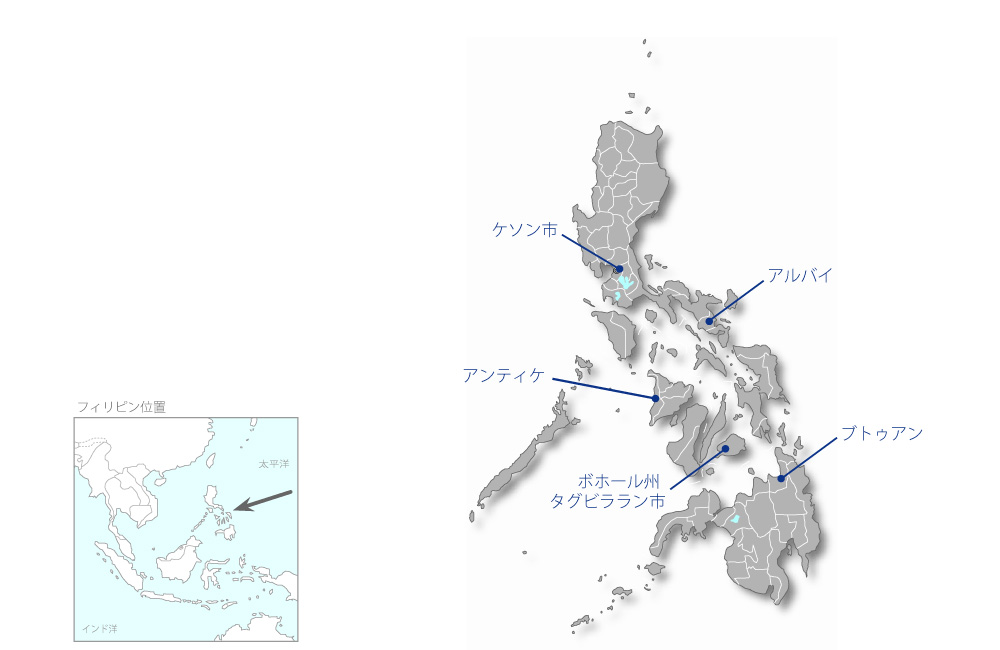 農村生活改善研修強化計画の協力地域の地図