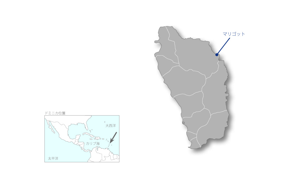 マリゴット漁港整備計画の協力地域の地図
