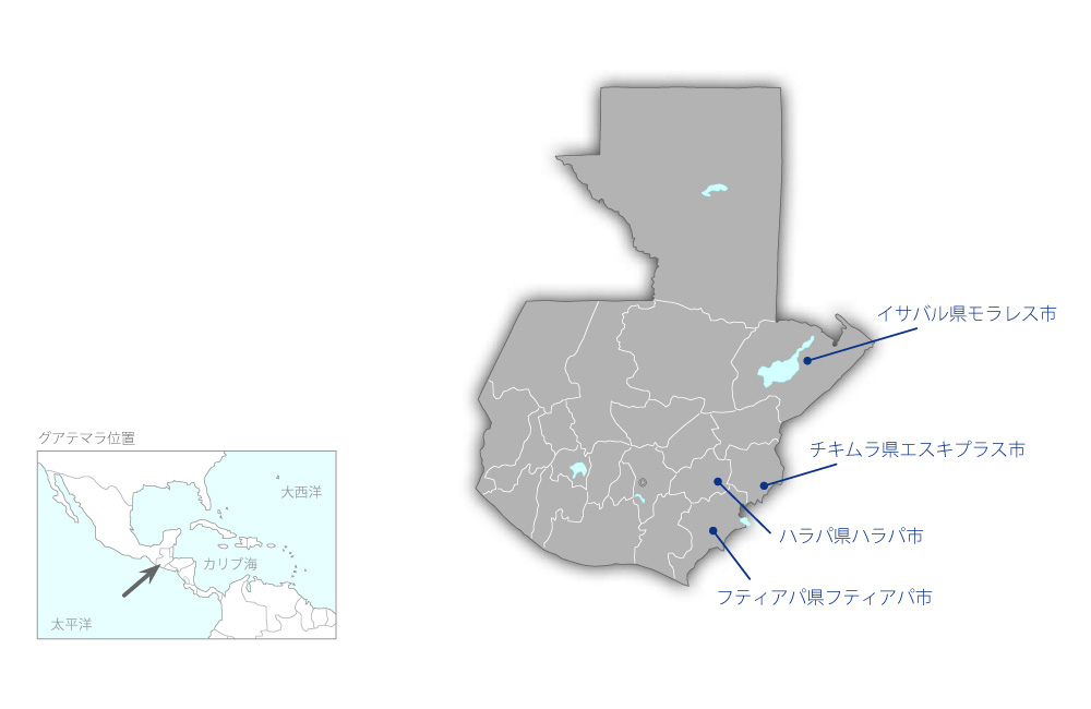 第二次地方浄水場改修計画（第2期）の協力地域の地図