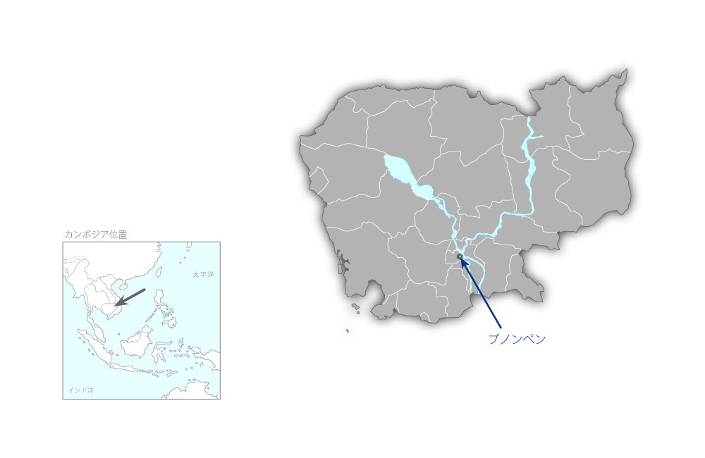 プノンペン市洪水防御・排水改善計画の協力地域の地図