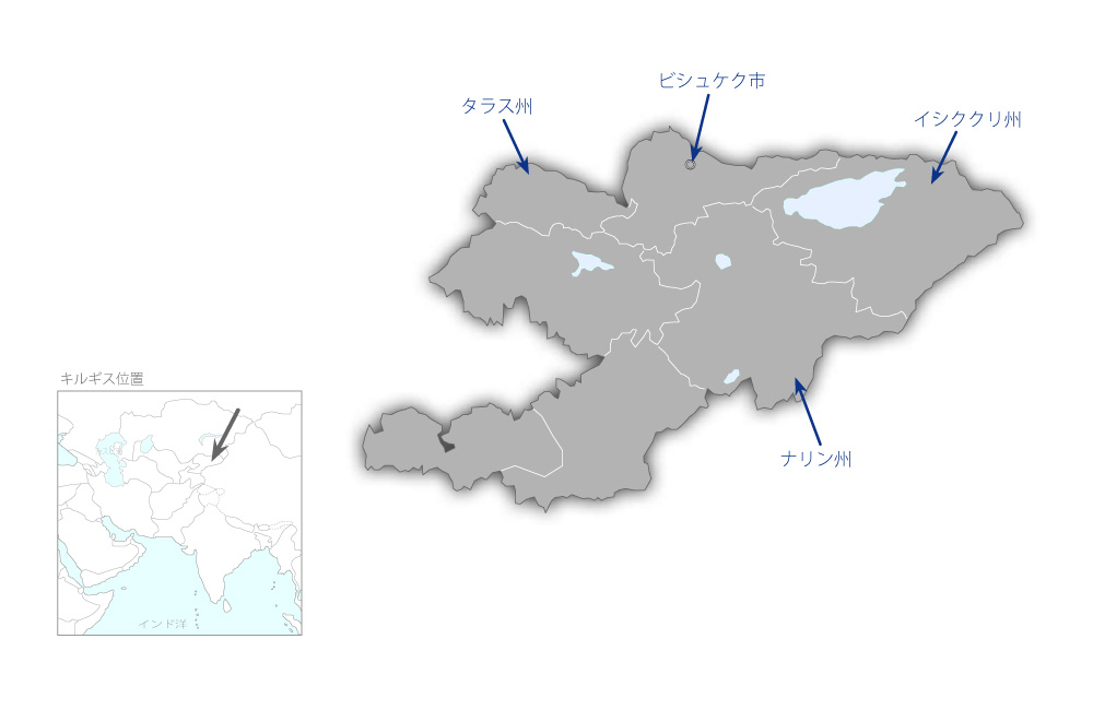 産科婦人科病院医療機材整備計画の協力地域の地図