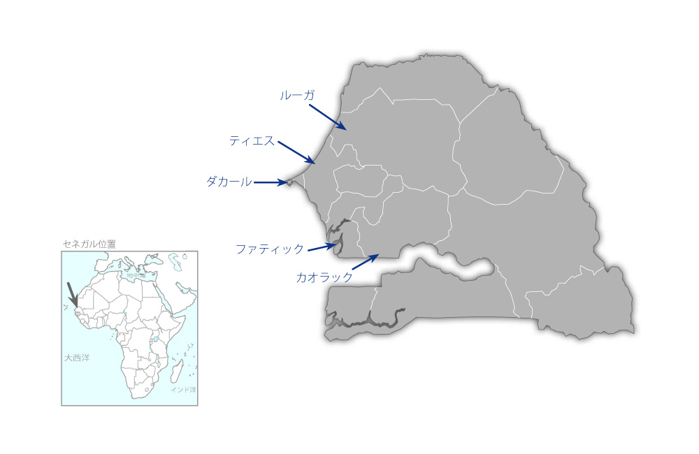 初等教育教材整備計画の協力地域の地図