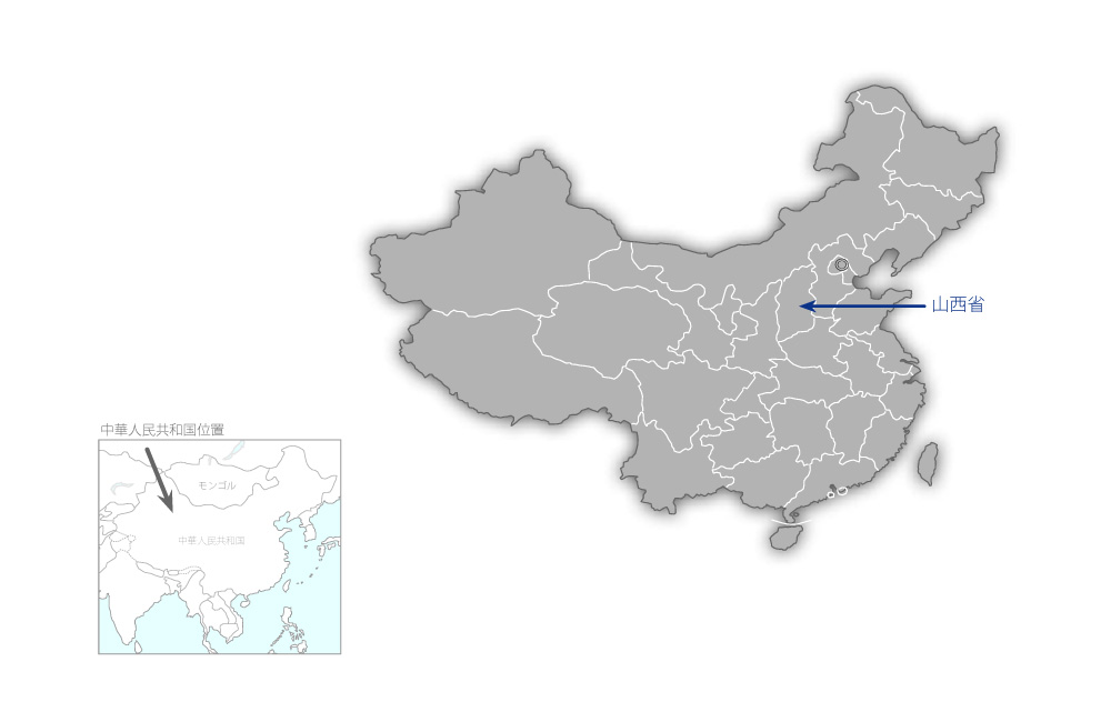 第二次黄河中流域保全林造成計画（第1期）の協力地域の地図