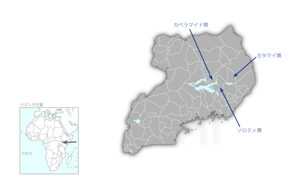 ソロティ地域医療体制改善計画の協力地域の地図