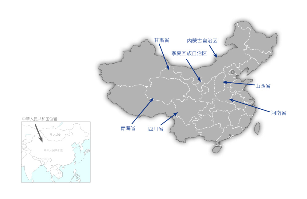 第二次中等専業教育学校機材整備計画の協力地域の地図