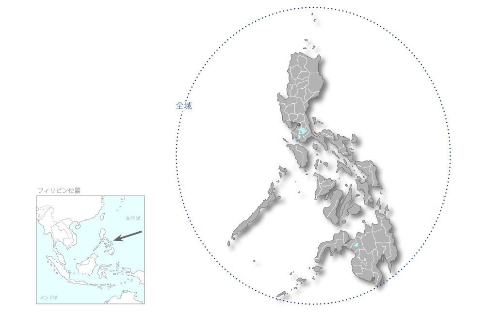 麻疹抑制計画の協力地域の地図