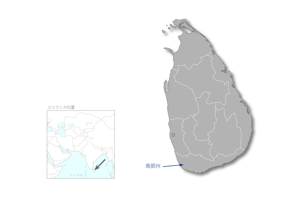 マータラ上水道整備計画の協力地域の地図