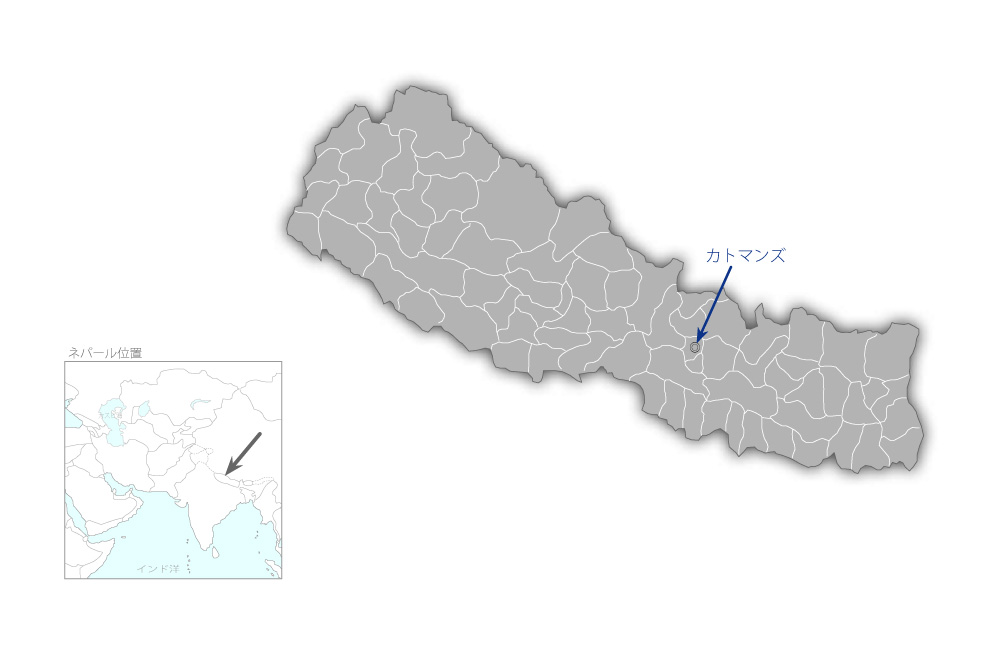 第三次カトマンズ地区配電網拡張整備計画の協力地域の地図