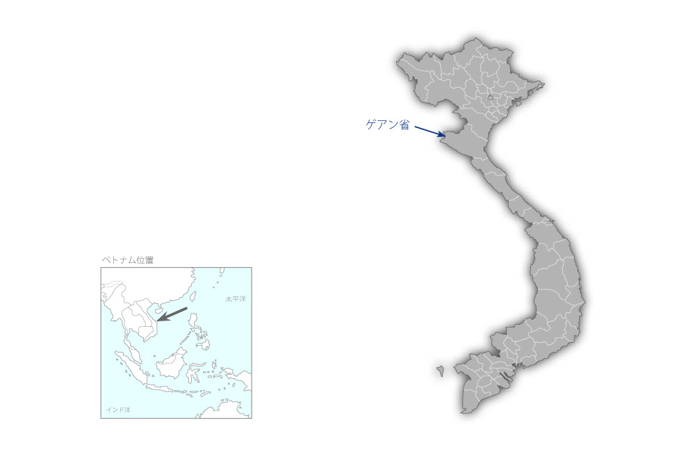 ゲアン省ナムダン県農村生活環境改善計画（1）の協力地域の地図