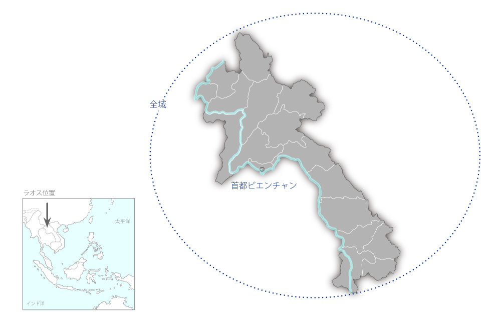 国際電話交換設備改善計画の協力地域の地図