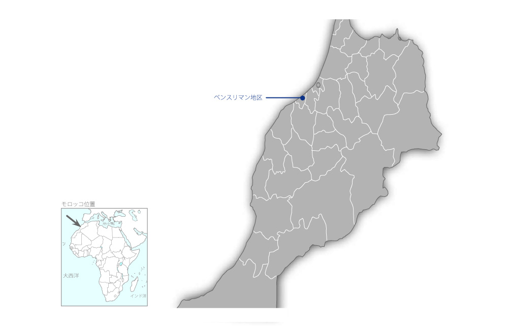 ベンスリマン地区飲料水計画の協力地域の地図