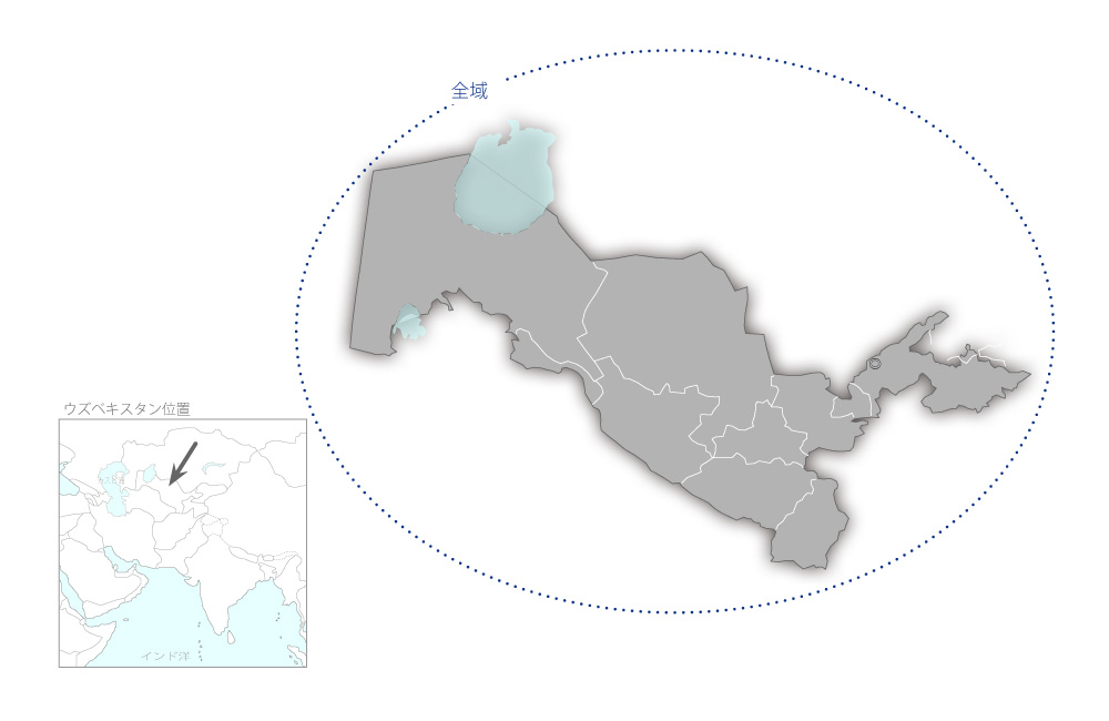 中等教育機材整備計画の協力地域の地図