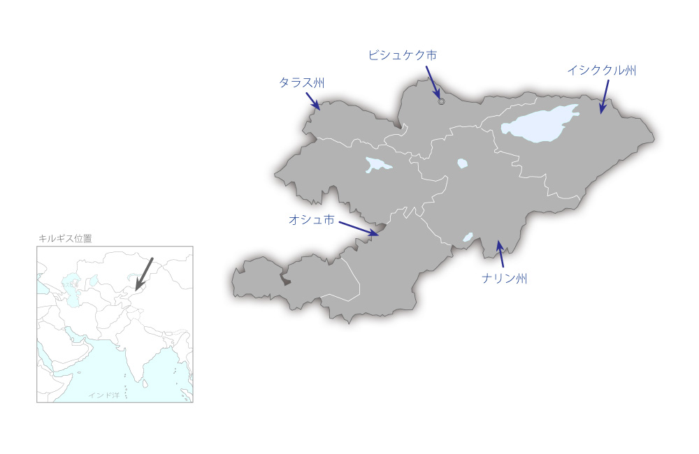 地方小児医療機材整備計画の協力地域の地図