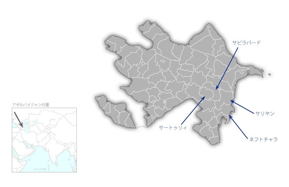 土地改良・灌漑機材整備計画の協力地域の地図