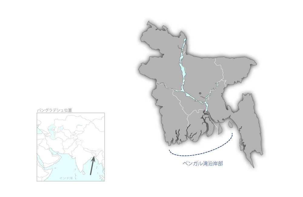 第五次多目的サイクロンシェルター建設計画の協力地域の地図