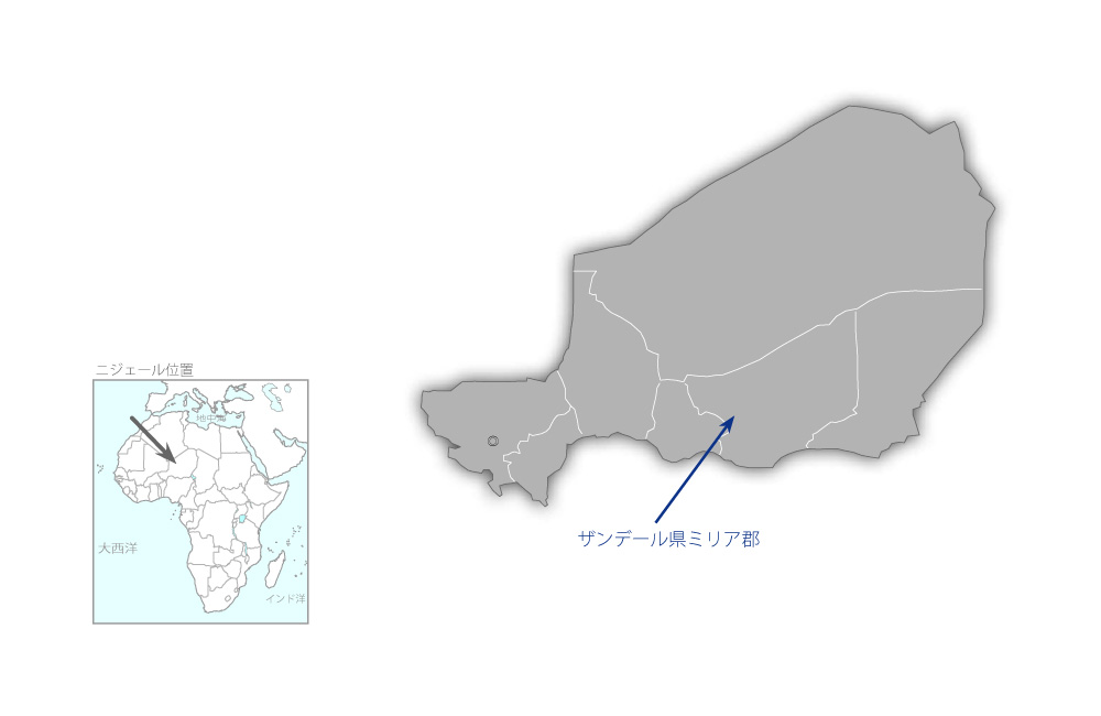 ザンデール地方ギニアウォーム撲滅対策飲料水供給計画の協力地域の地図