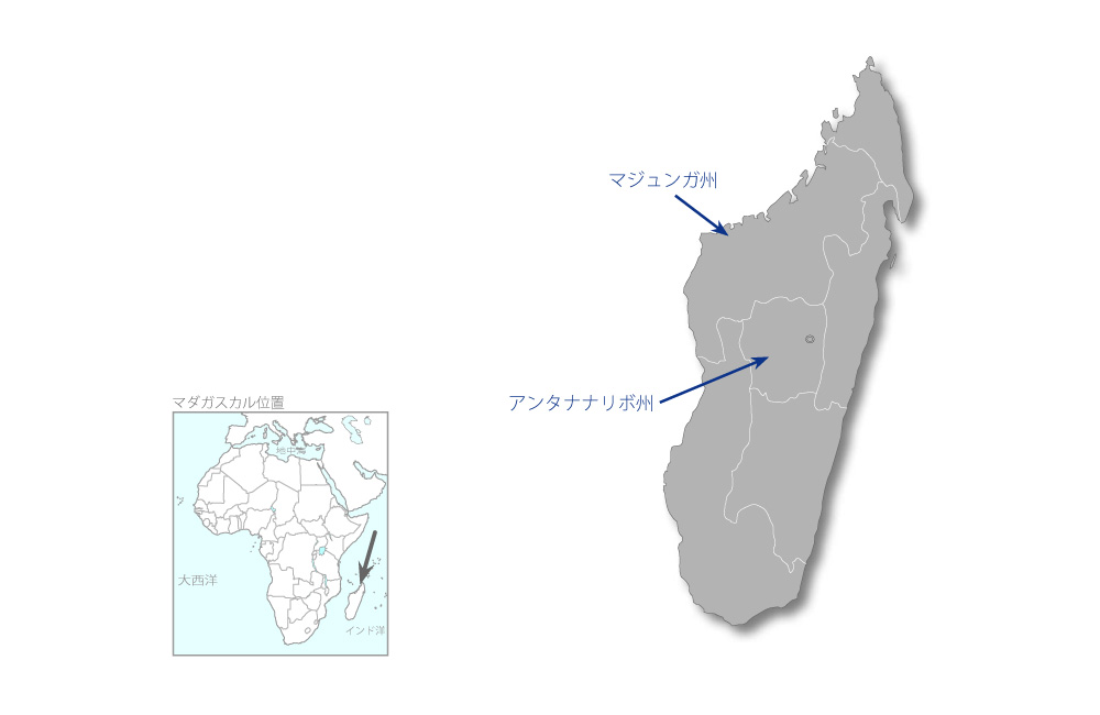 第二次小学校建設計画（第1期）の協力地域の地図