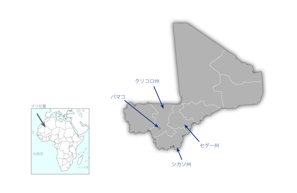 第二次小学校建設計画（第3期）の協力地域の地図