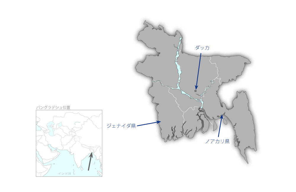 水質検査システム強化計画の協力地域の地図